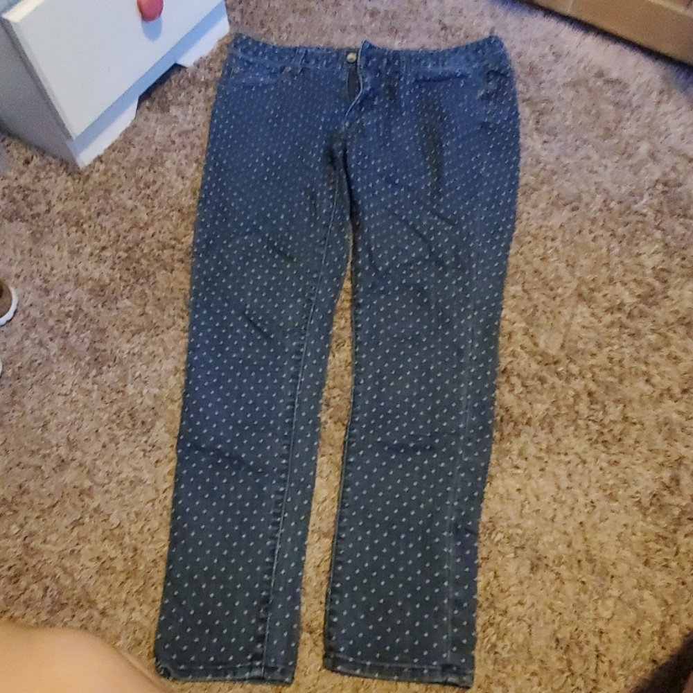 Polka dot ankle skinny jeans